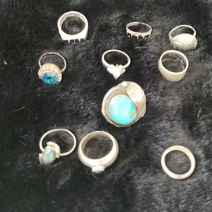 Elegant Silver and Turquoise Ring Set